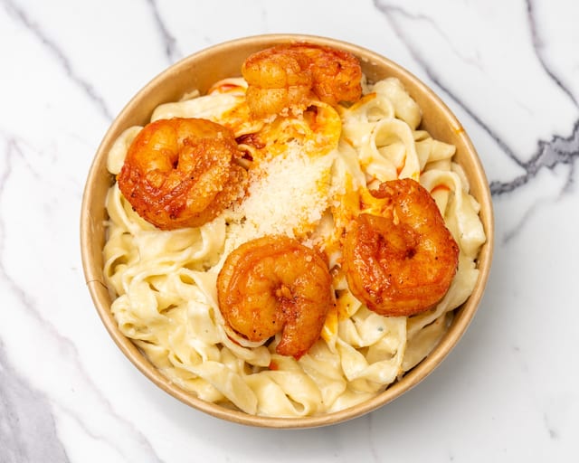 Pasta + Garlic Shrimp.